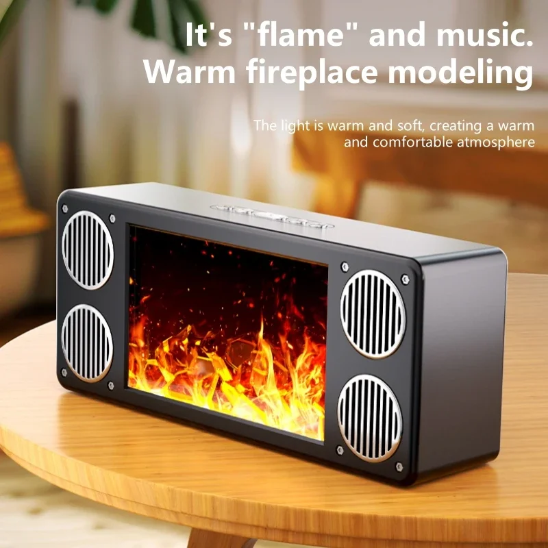 Nueva lámpara de llama de simulación para el hogar con Audio inalámbrico Bluetooth, luz nocturna de ambiente para dormitorio, altavoces pequeños de escritorio de alta calidad de sonido