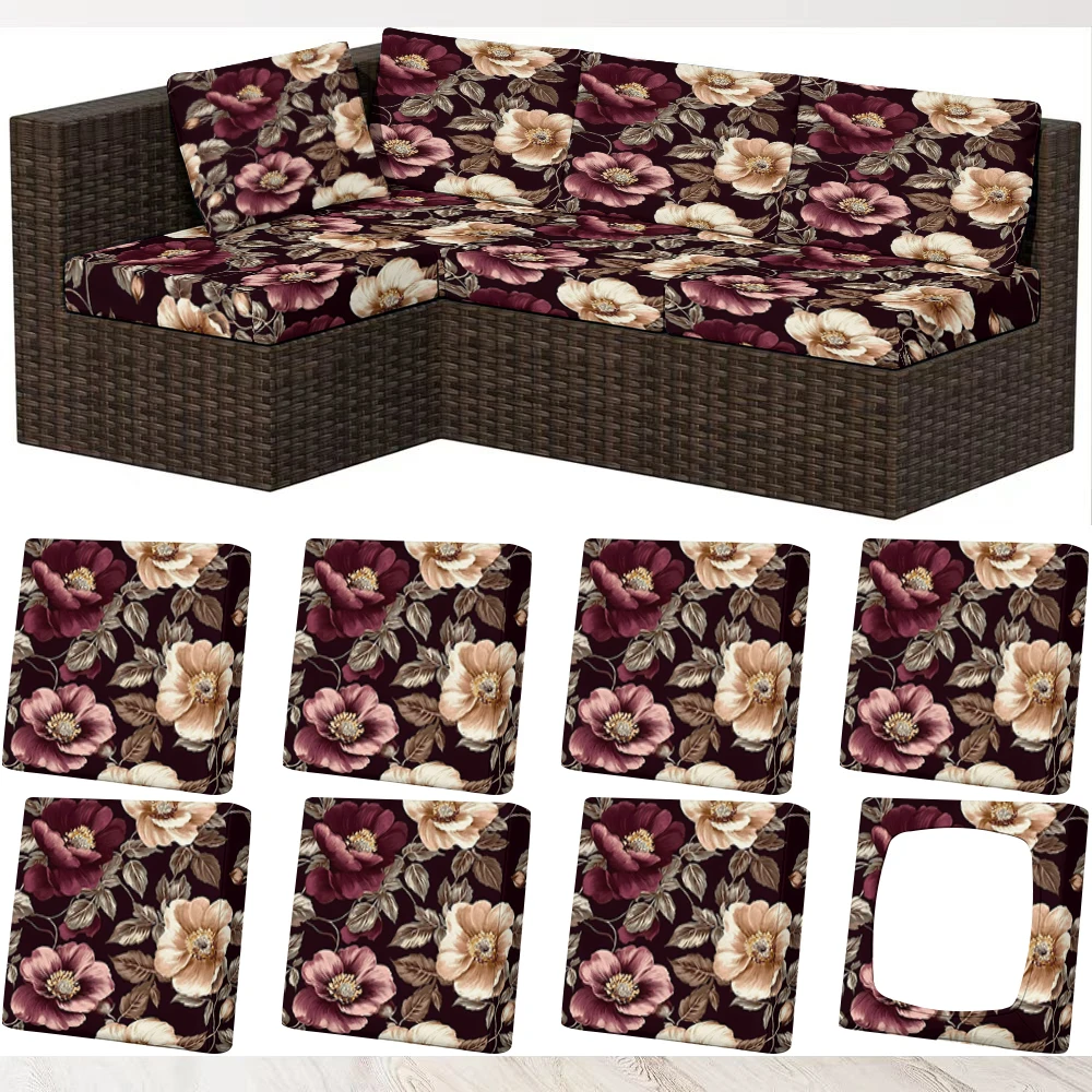 Spring Summer French Retro Floral Printed Outdoor Sofa Cover, Milk Silk Fabric, Pet - Friendly, Machine -