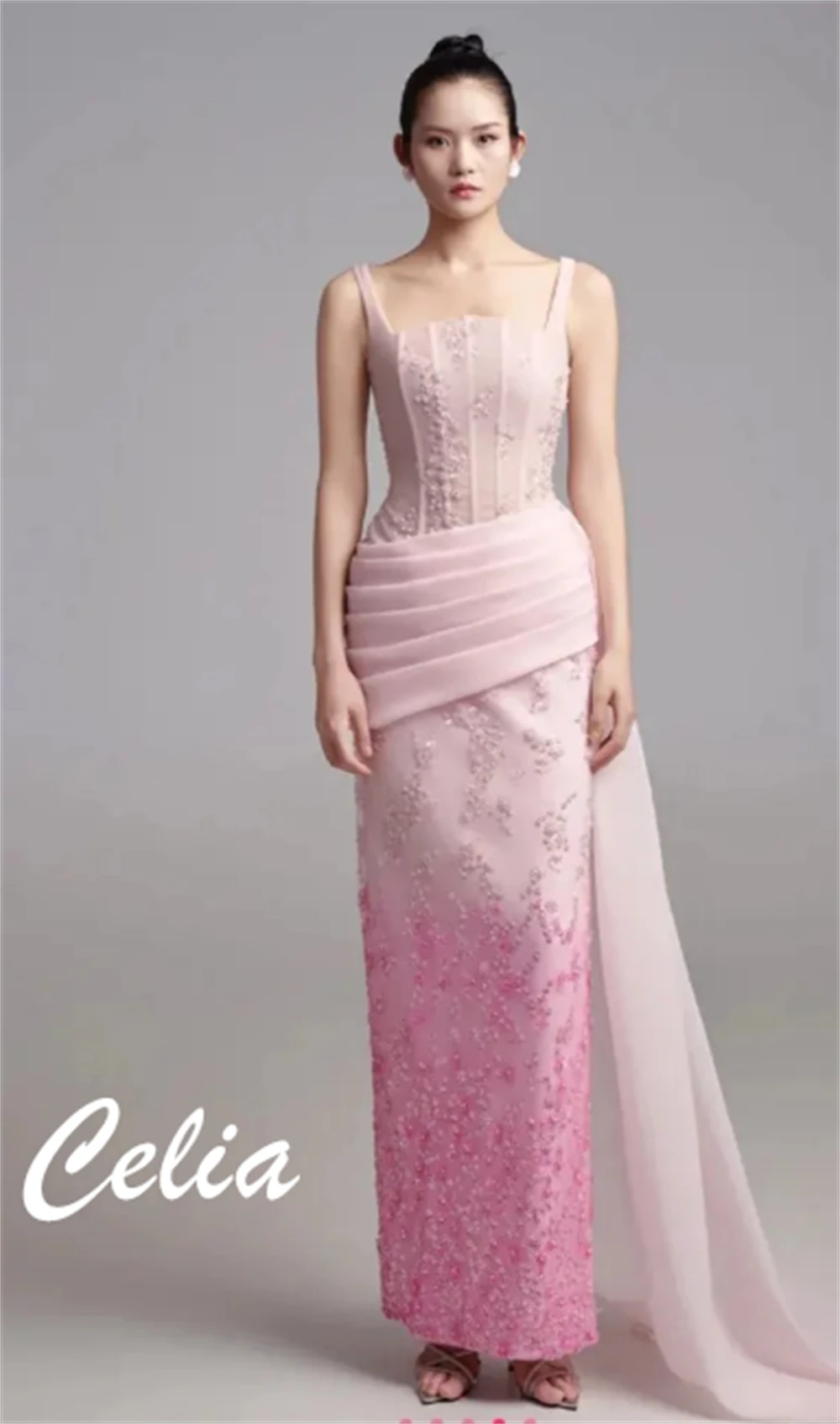 Dostosowane proste różowe satynowe suknie wieczorowe wykwintne bez ramiączek bez rękawów suknie gwiazd moda suknie na specjalne okazje