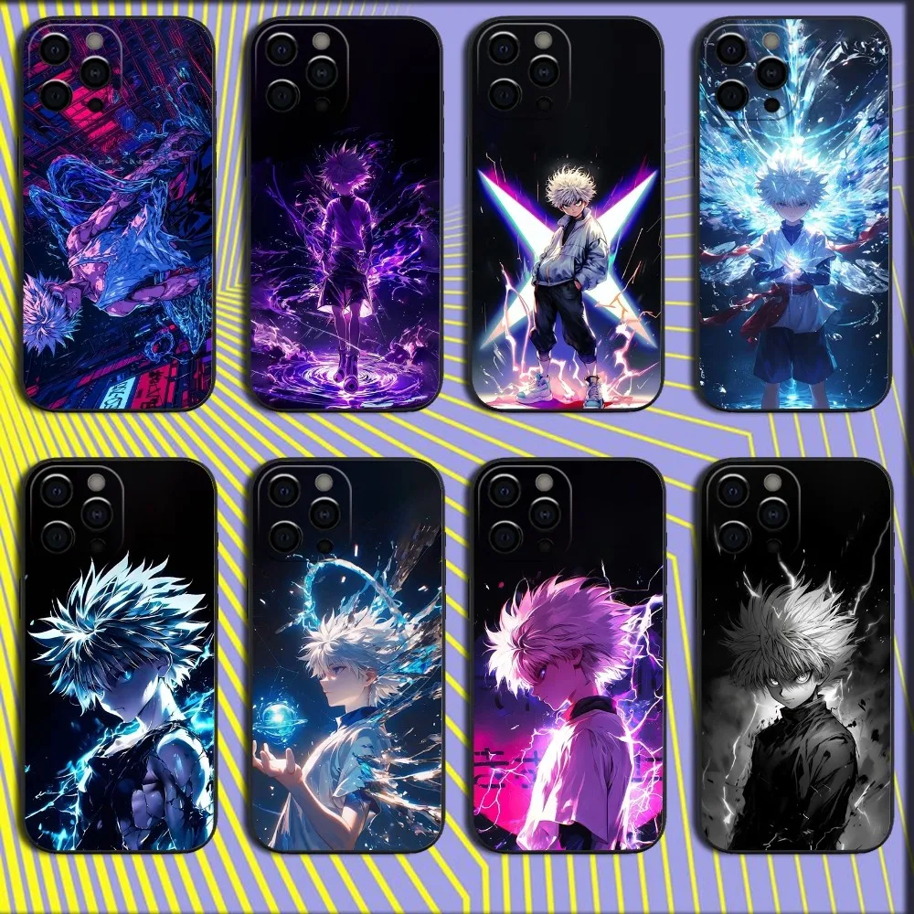 Anime H-Hunter K-Killua Phone Case For iPhone 16,15,14,13,12,11,Pro,X,XS,Max,XR,Plus,Mini Soft Black Cover