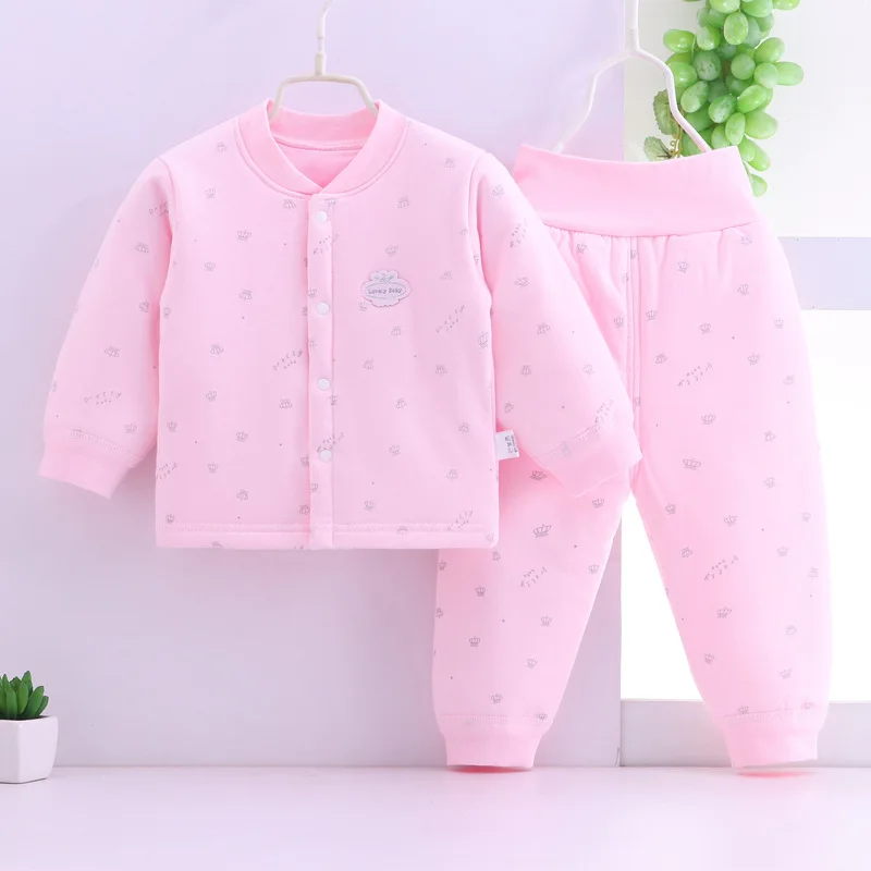 2Piece Winter Newborn Girls Clothes Toddler Boy Outfits Korean Cartoon Warm Thick Tops+Pants Baby Boutique Clothing Sets BC842