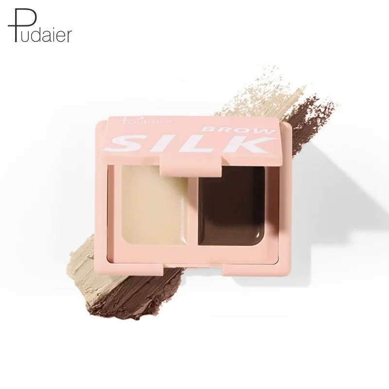 Heallor-paleta de polvo 2 en 1, maquillaje negro, marrón, café, polvo de cejas impermeable, sombra de ojos, paleta de cejas con cepillo