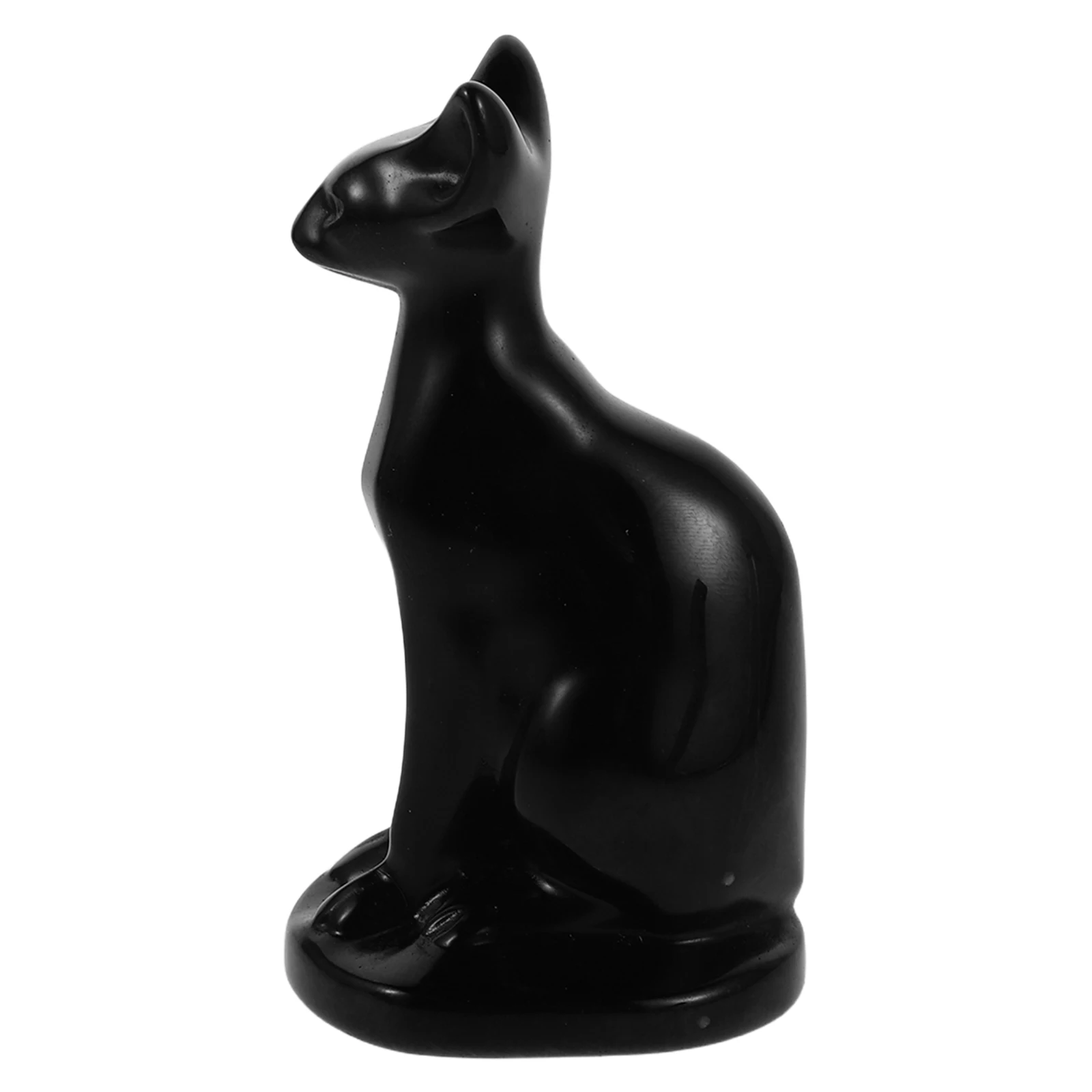 

Hand-Carved Obsidian Statue Egyptian Ornament Home Decor Desktop Bookshelf Kitchen Mini Cat Black Obsidian Animal Sculpture Car