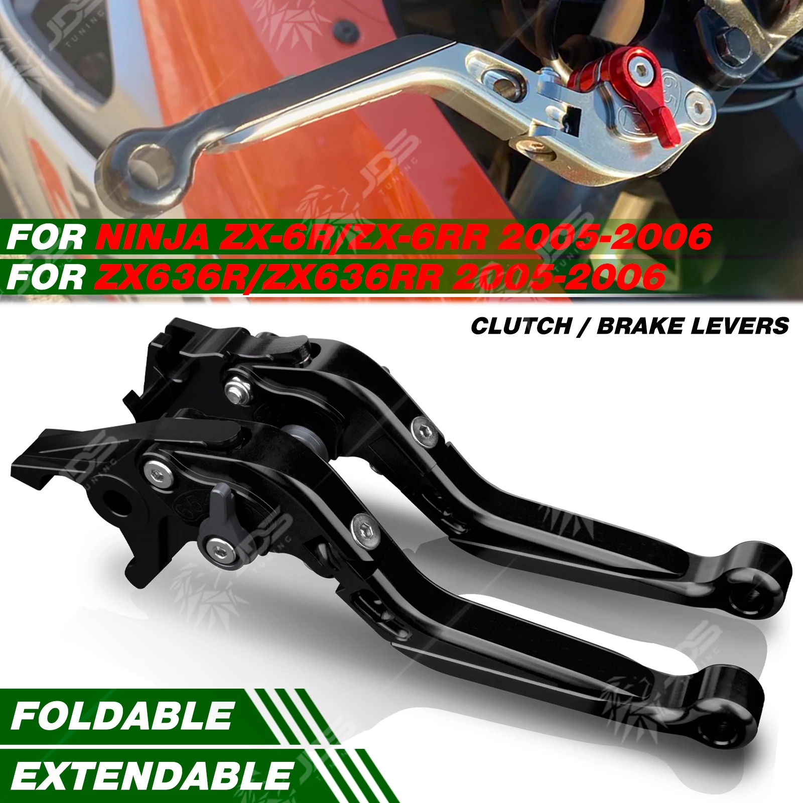 

For Kawasaki NINJA ZX6R/ZX6RR/ZX636R/ZX636RR 2005-2006 Clutch Lever Brake Lever Set Foldable Adjustable Handle Levers Parts