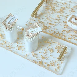 European Modern  Acrylic Gold Foil Trays Decorative Creativity Wedding Dessert Stand Ornaments Afternoon Tea Snack Display Tray