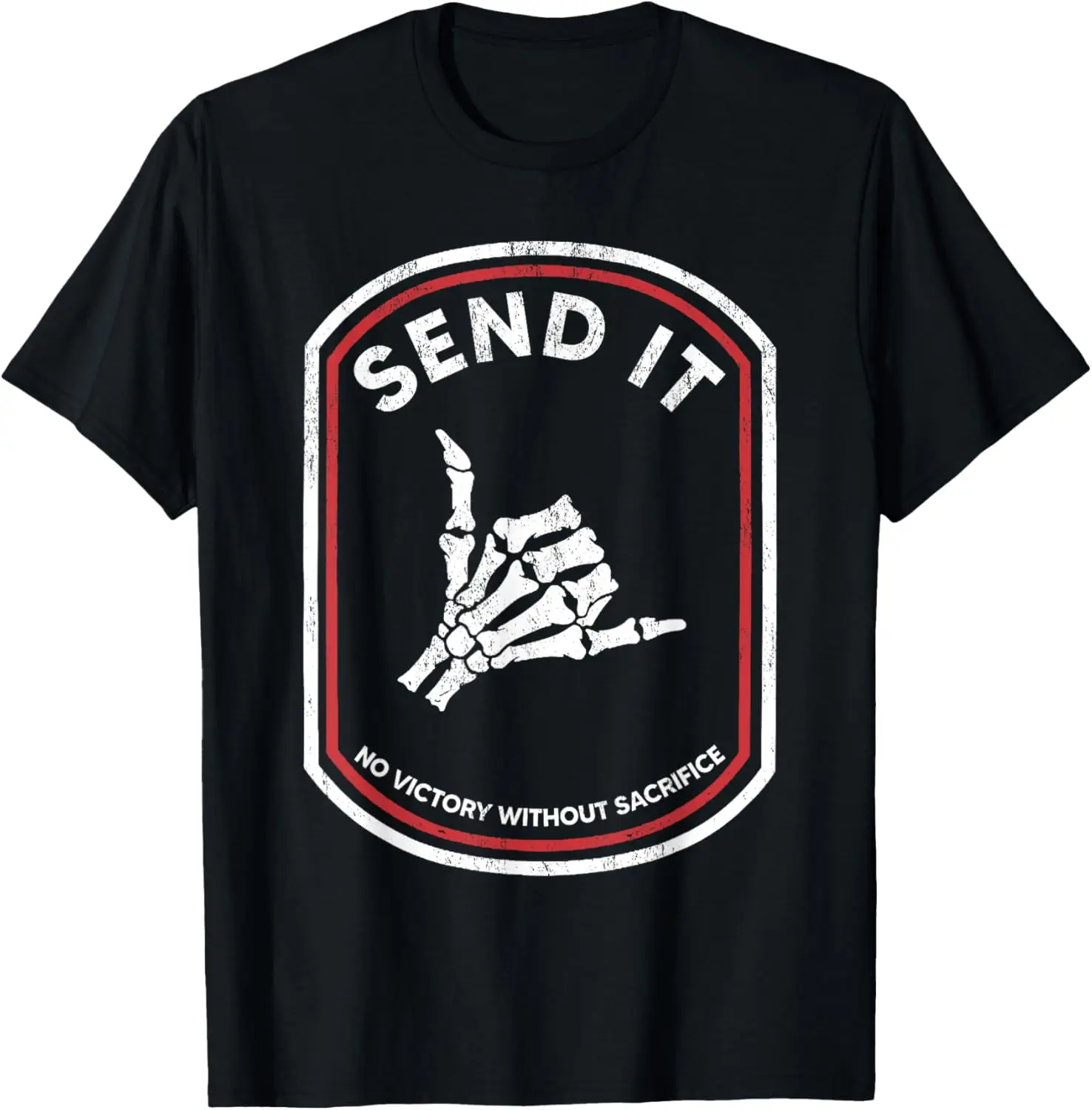 

Отправить это нет победы без жертвы Забавная футболка с костью руки