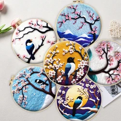 CHENISTORY Needle Felt Wool Painting Bird And Tree For Beginners Starter Set Falted Wool Art Embroidery Gift For Mom Friends
