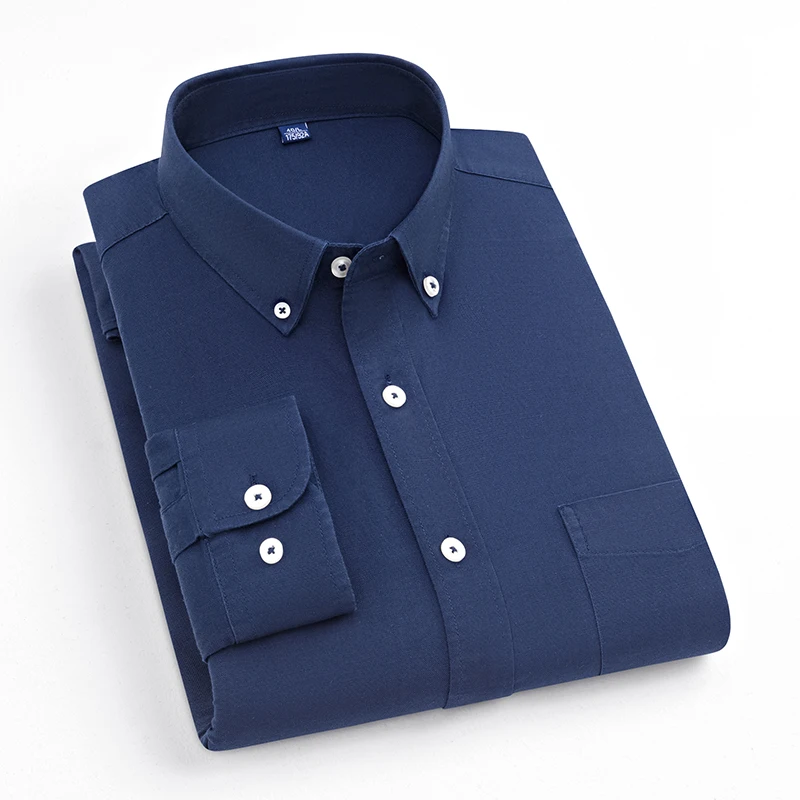New in shirt hight quality elastic oxford cotton long sleeve shirts for men slim fit formal plain shirt elegant white clothes