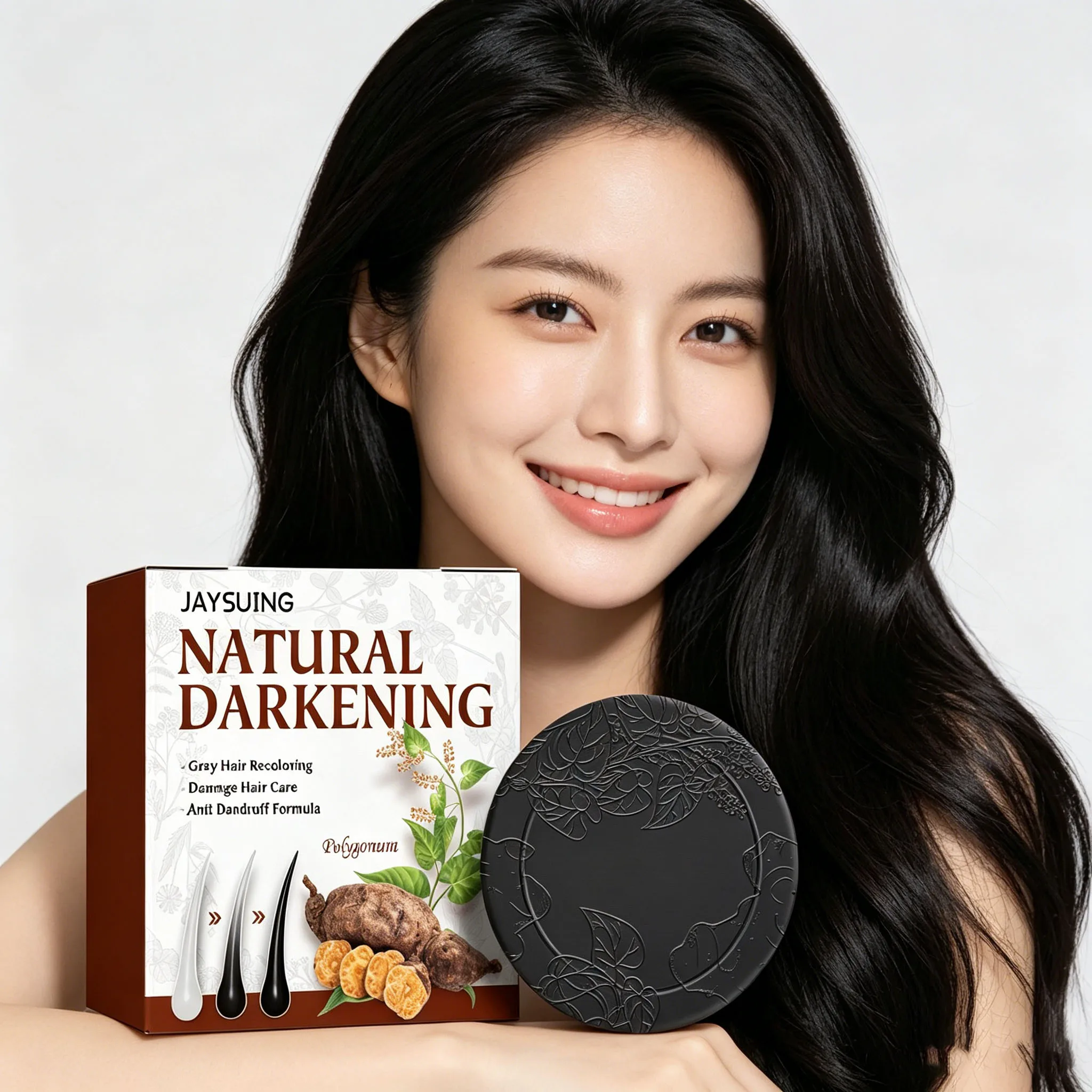 Black Hair Shampoo Soap White Covering Restore Black Glossy Improves Light Hairs Nourishing Improve Hair Quality Darkening Soap - view 4