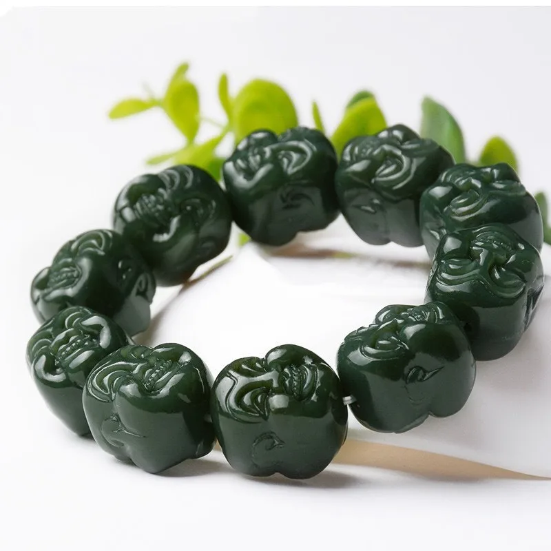 Fashion Sapphire Lotus Bracelet Men's Double-Sided Buddha Head Bead Bracelet Wholesale