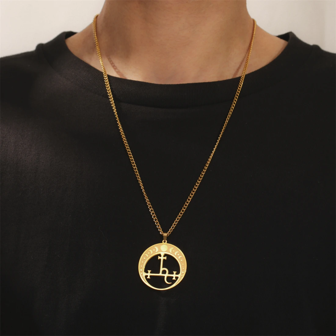 EUEAVAN ليليث شيطان ختم قلادة الفولاذ المقاوم للصدأ خمر الشيطان سليمان رمز قلادة المختنق تميمة المجوهرات هدية بالجملة