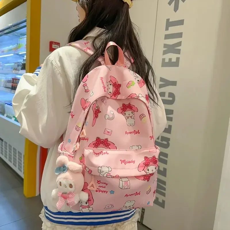 

Xiuya Pink My Melody Womens Backpack Cartoon Cute Nylon Large Capacity Casual Backpacks Student New Print Female Aesthetic Bags