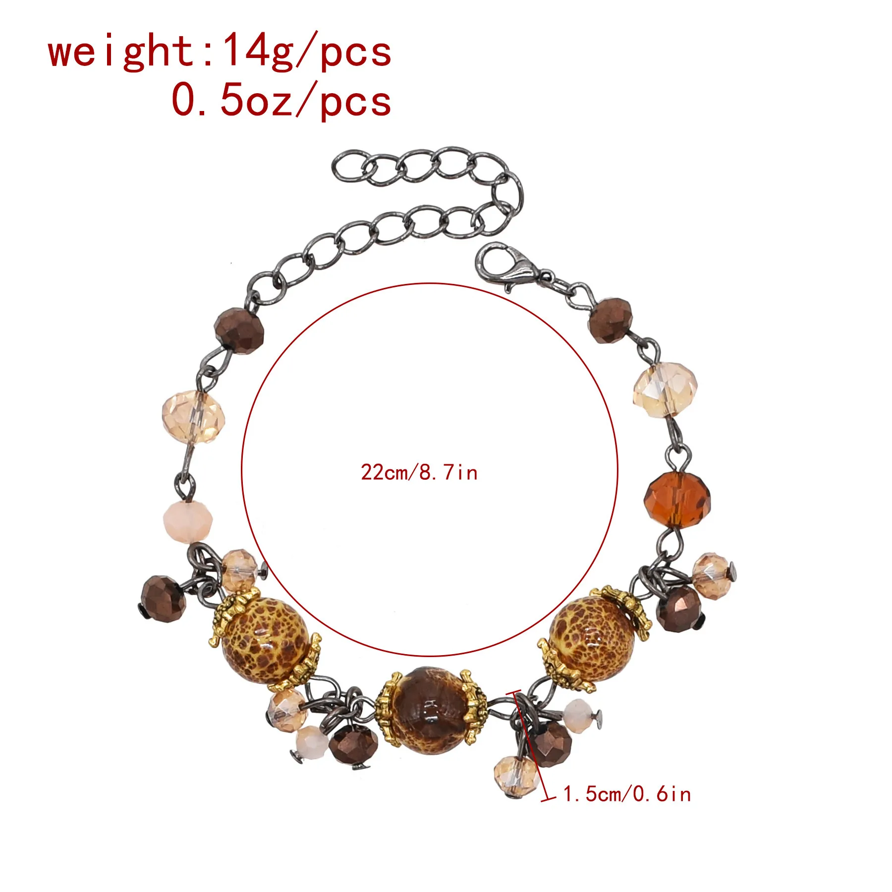 سوار كريستال عتيق من التبت للنساء ، حبات أحجار كريمة صناعية ، سحر بوهيمي للحفلات ، إكسسوارات مجوهرات ، جديد