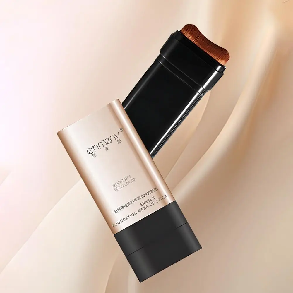 Radiergummi Foundation Stick Velvet Moist Light Concealer Foundation mit großem Pinsel Langlebiges makelloses Make-up Gesichtsschönheit