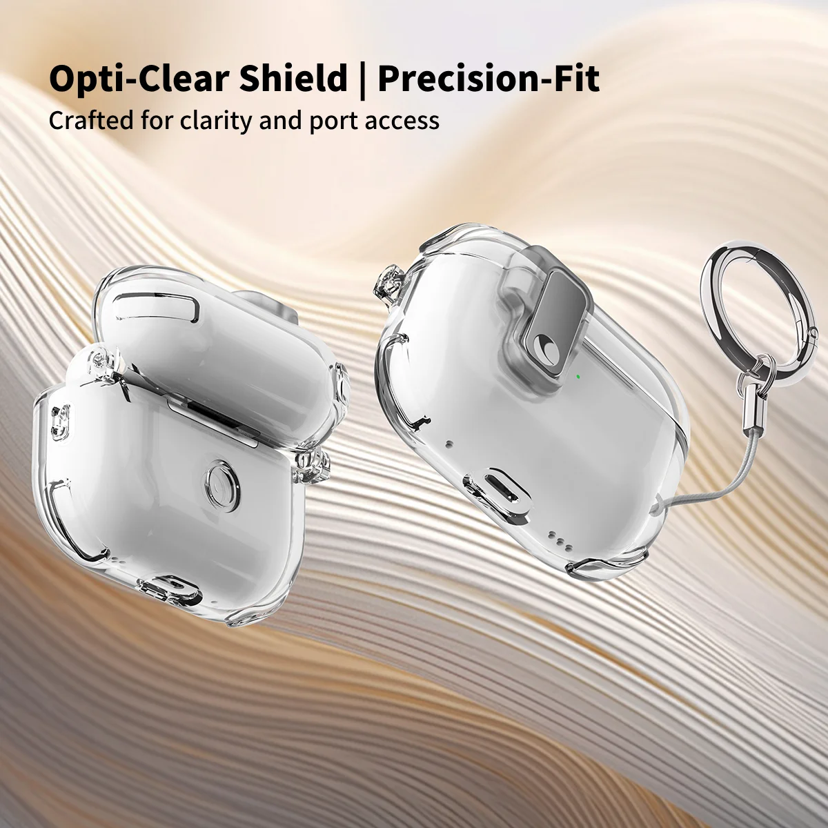 Capa de bloqueio transparente com chaveiro e kit de limpeza para AirPods Pro 1 2 para AirPods 3a 4a geração Capa protetora