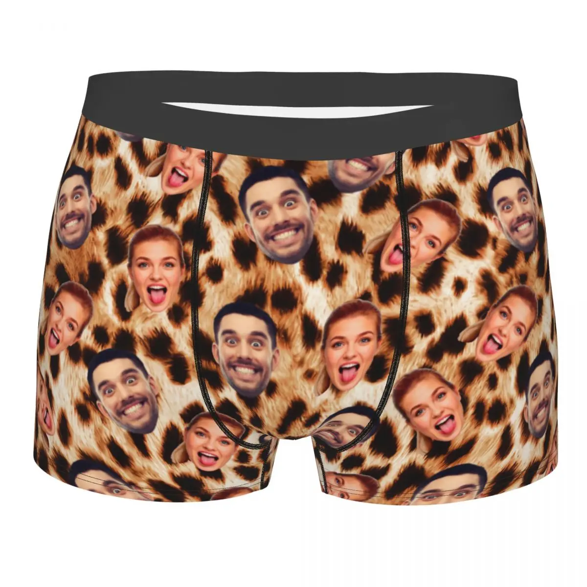Personalized Face Photo Valentine'S Day Underwear Men Wedding Gift Custom Leopard Boxer Briefs Shorts Panties Soft Underpants