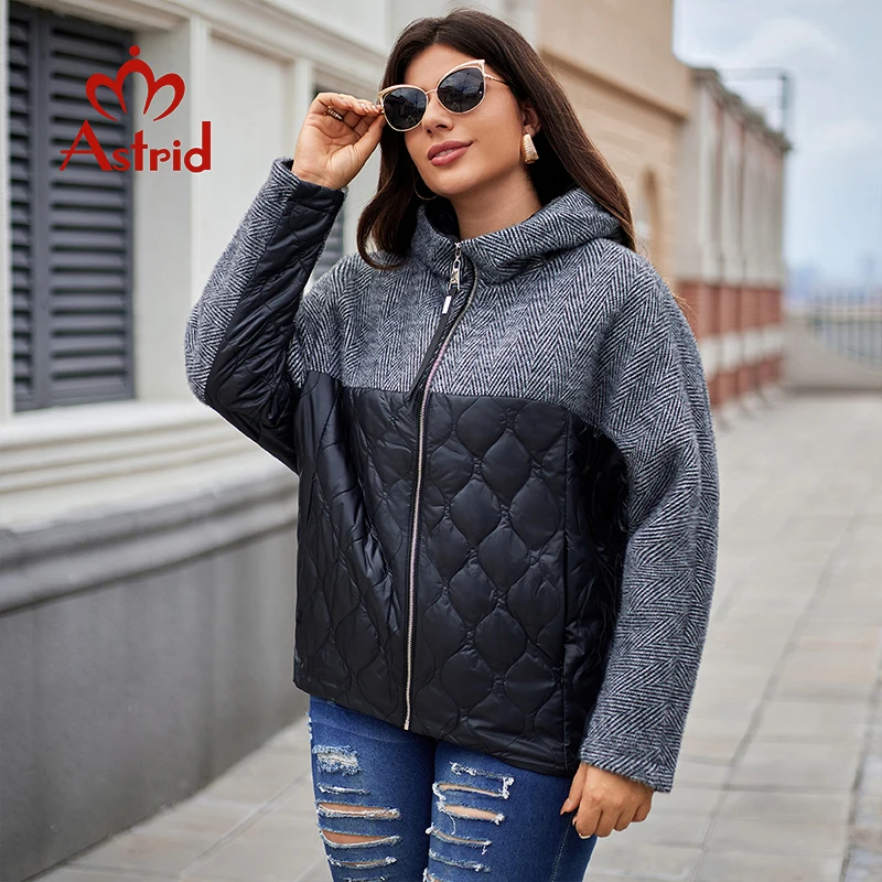 Astrid Women's Autumn Winter Parka Plus Size Woman Clothing Padding Warm Hood Casual Female Quilted Jacket Coats Spliced Design