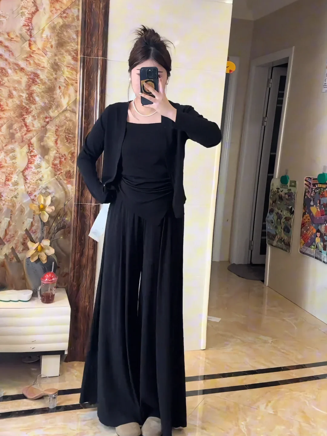 

Утягивающий мясо, консилин, большие размеры, ранняя осень, корейский Sle, ленивый асимметричный Ne Long Sve, открытый кардиган, широкие брюки