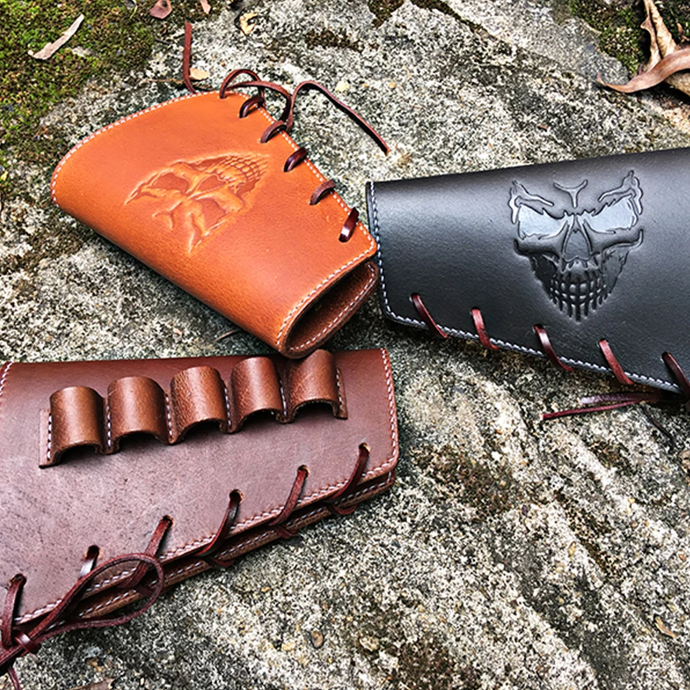 

Handmade 870 R1 Genuine Leather Bullet Pouch Rear Rest Cowhide Holster Cheek Pad Thickened
