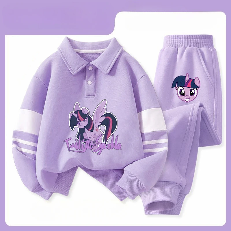 My Little Pony Pinkie Pie Fluttershy Rainbow Dash Cute Kawaii Anime Movie Sweatshirt Set Cartoon Creative Children's Sportswear