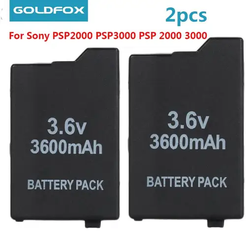 2 uds 3,6 V 3600mAh batería recargable de iones de litio para Sony PSP2000 PSP3000 PSP 2000 3000 consola Gamepad baterías de repuesto