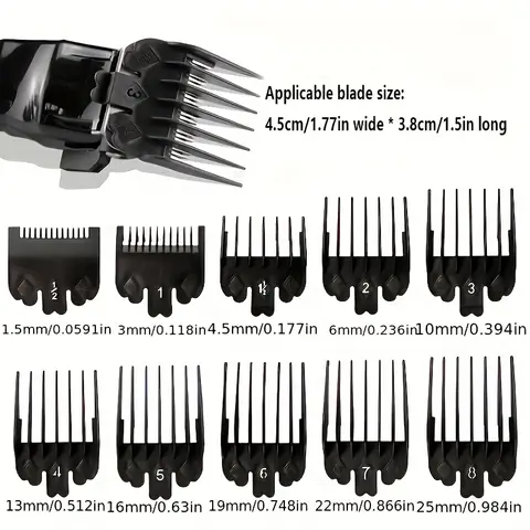 Peigne limite de tondeuse à cheveux en plastique noir pour hommes, barbier, Guide de coupe, fixation de remplacement, outils de coiffure pour Salon de coiffure, 10 pièces