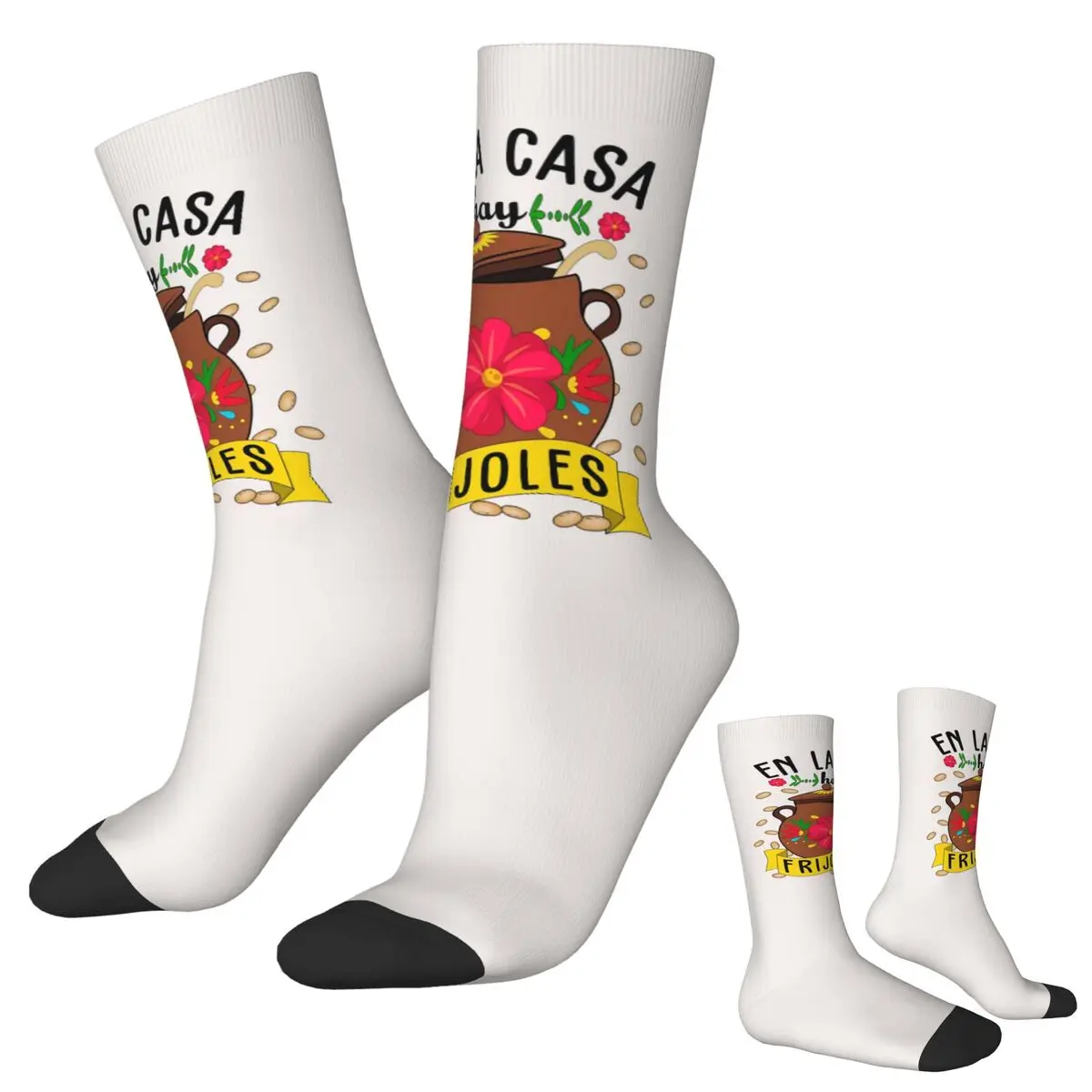 

En La Casa Hay Frijoles Забавные носки с мексиканской едой Harajuku Высококачественные чулки Всесезонные длинные носки Аксессуары для мужчин и женщин