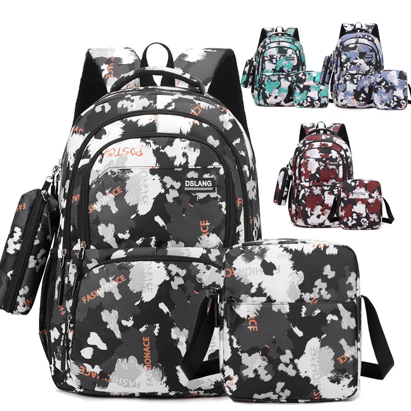 

Camouflage 3-piece backpack for boys Middle and high school student backpack school bags large capacity male travel backpacks