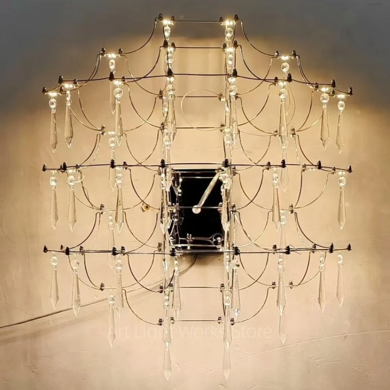 

French crystal wall lamp lobby bar counter hotel sales department designer exhibition hall living room wall lamp bedroom bedside