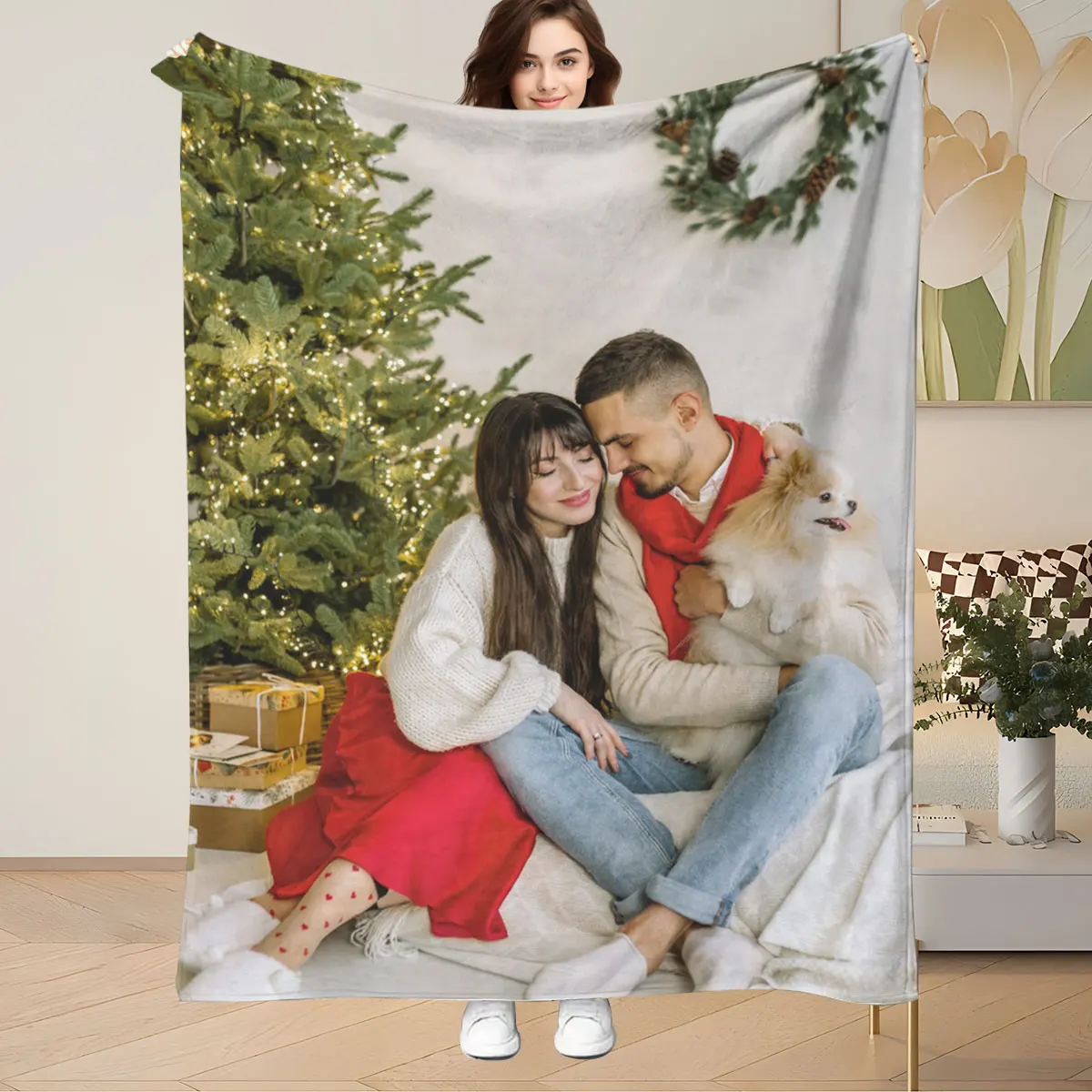 1 Custom Flannel Blanket with Various Images, Suitable for Girls, Boys, Adults, Valentine's Day Gift, Lightweight, Soft, Comfort