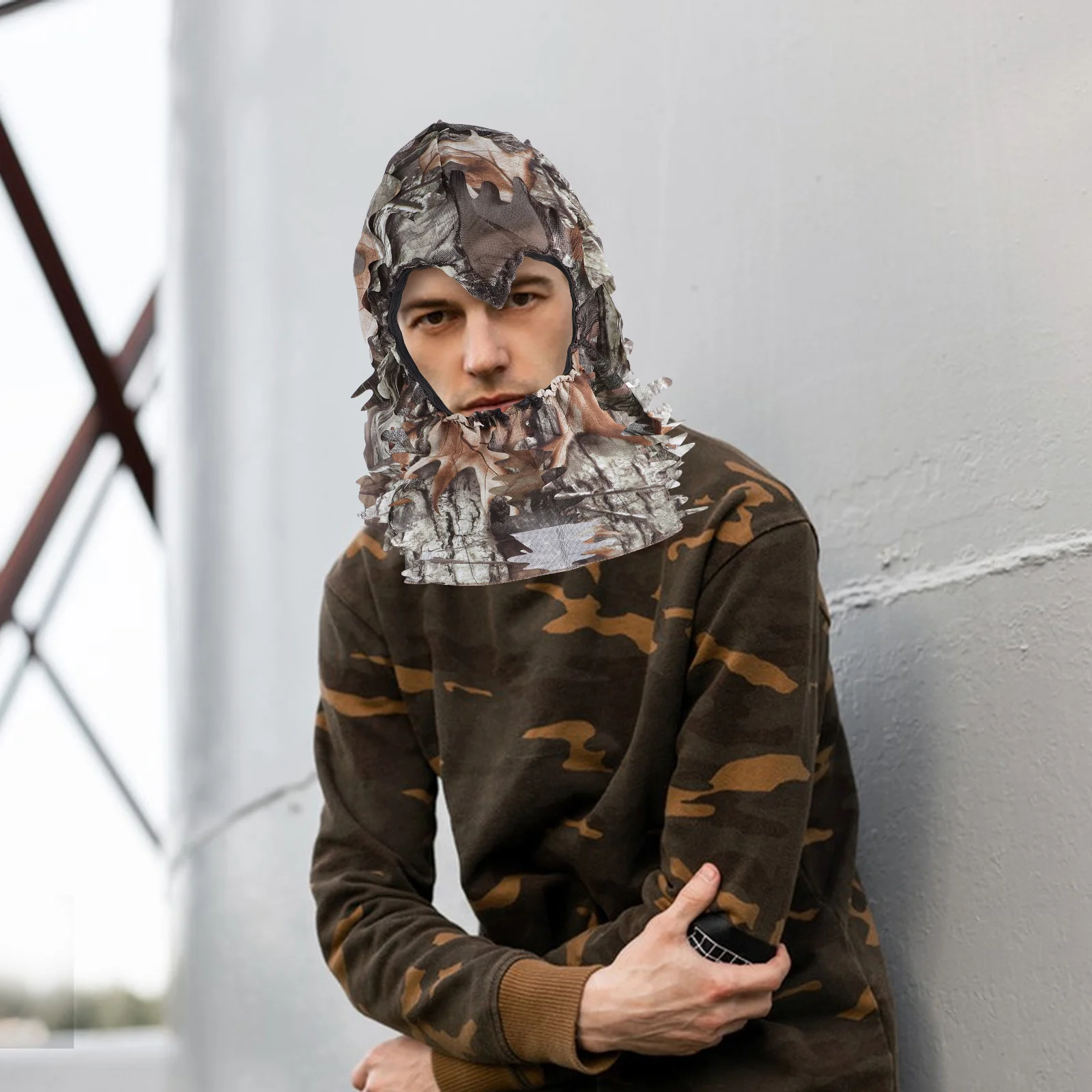 Дышащая камуфляжная маска для лица с 3D рисунком листьев, охотничий аксессуар для земли, камуфляжная охотничья маска, свободный размер