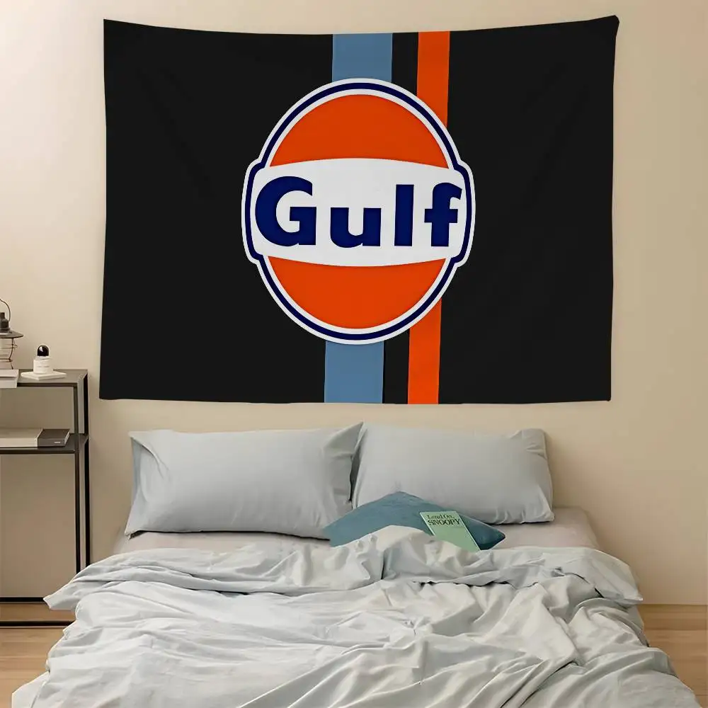 G-Gulf Racing Car Logo Anime Wandteppich Hippie Blumen Wandteppiche Wohnheim Deko Günstiger Hippie Wandbehang