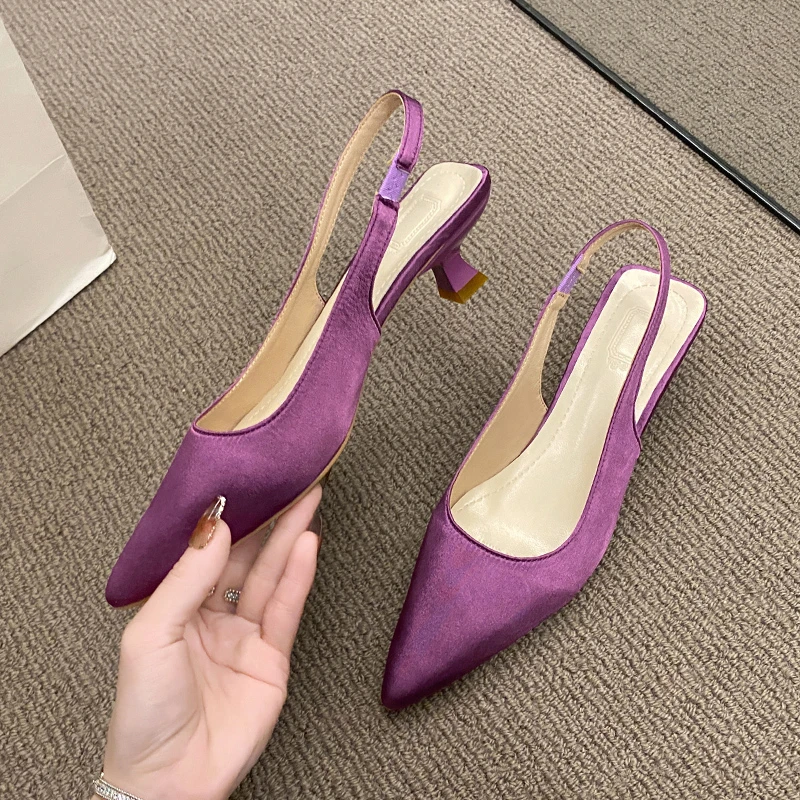 

New Women's Sandals Slingback Pointed Toe Party High Heels Pumps Elegant Sexy Stiletto Heels Slip-on Zapatos De Mujer Zapatos