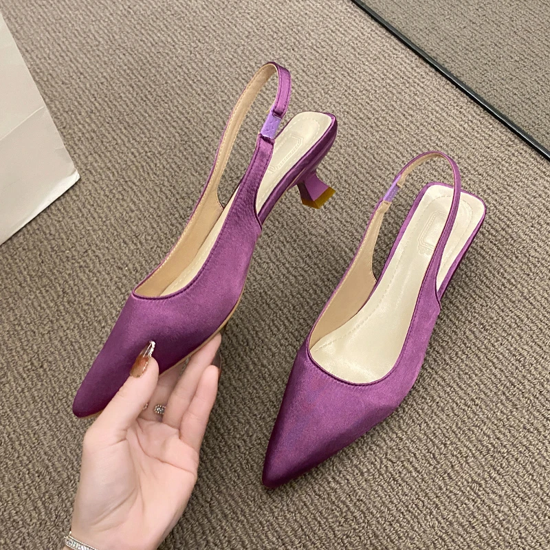 

Women's Sandals Fashion Slingback Pointed Toe Party High Heels Elegant Sexy Stiletto Heels Slip-on Zapatos De Mujer Zapatos