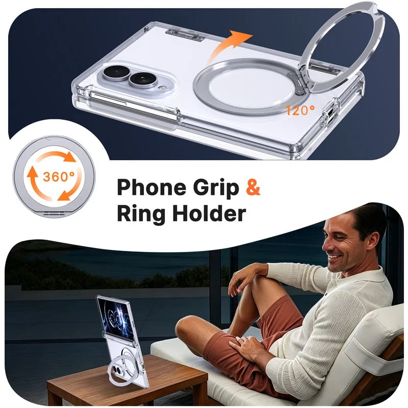 Dla Samsung Galaxy Z Fold 7 zFold 8 Wide 8 Ultra Cienkie Etui Magnetyczne Składane 360° °   Obrotowa osłona zawiasu stojaka pierścieniowego — zdjęcie produktu 5