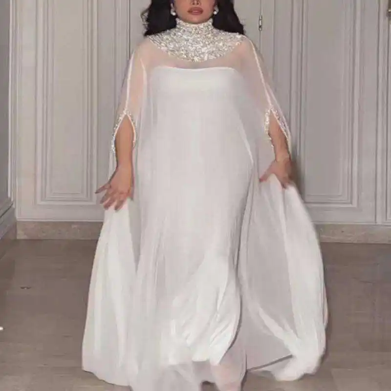 

Сексуальное вечернее платье, комплект из двух предметов, женское шифоновое бальное платье Chopra Sle, модный ансамбль, круглый полиэстер, лето