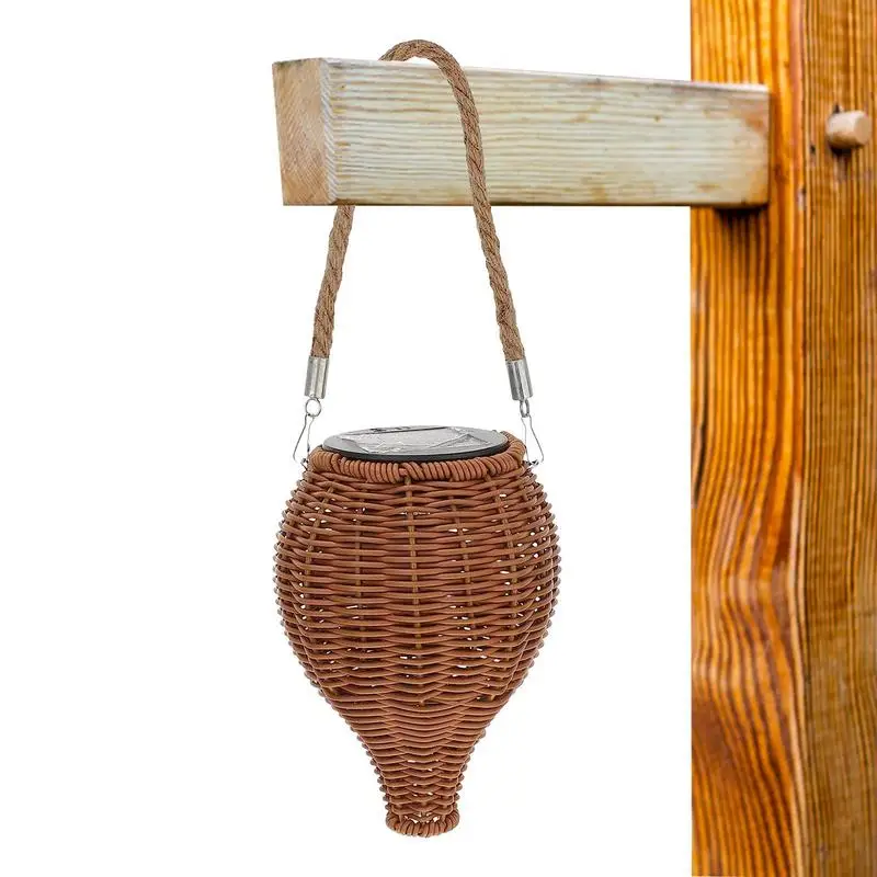 

Outdoor Solar Lantern Lawn Projection Lamp Rattan Woven Lamp Handmade Large Rattan Lantern With Handle Multifunctional