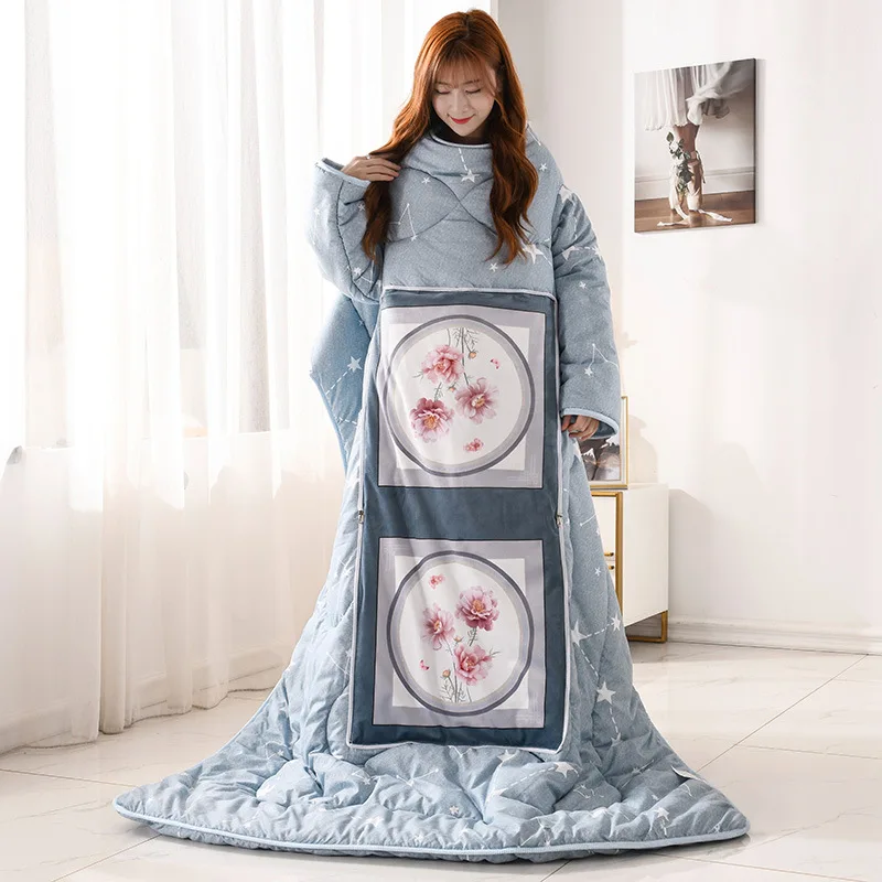 

New autumn and winter thickened sleeping bag anti-kick quilt sleeve quilt student dormitory lazy quilt pillow