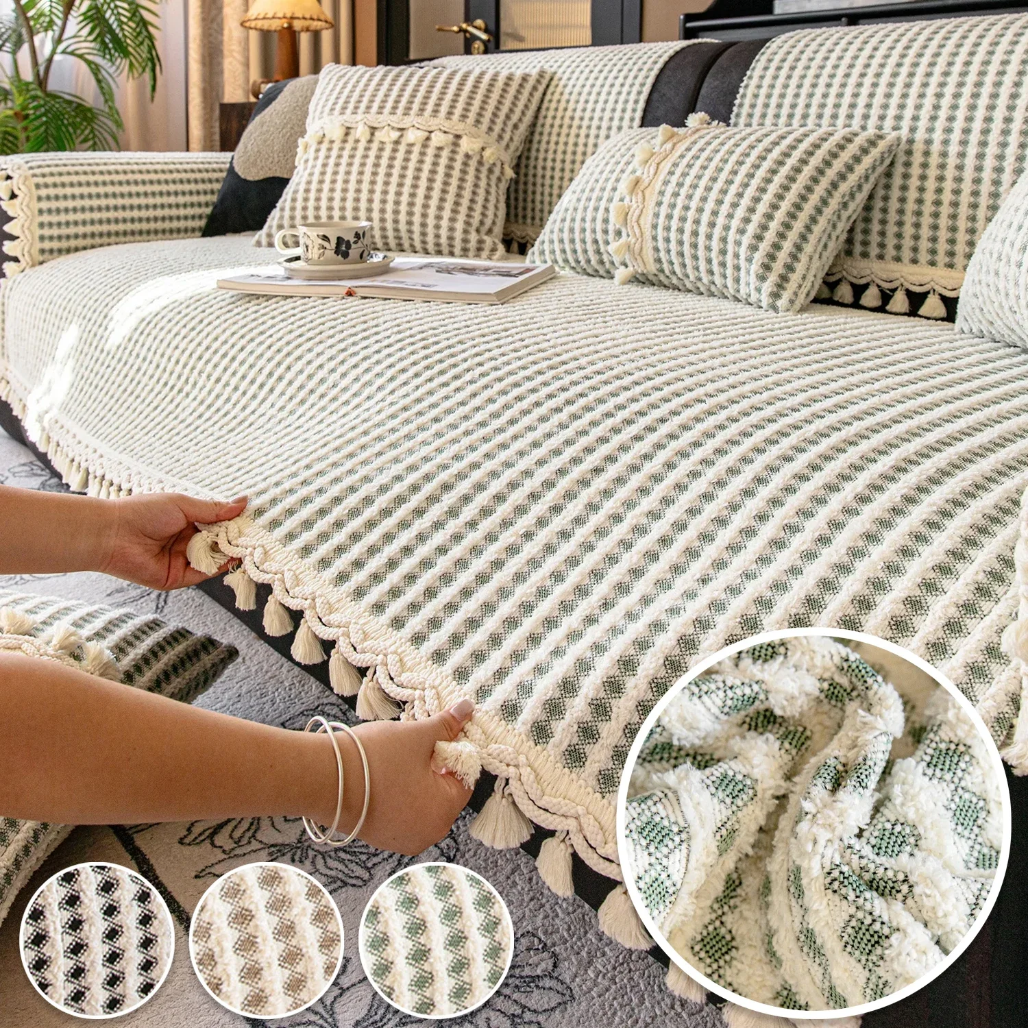 Luxury Sofa Cushion for Living Room Chenille Non-slip Sofas Towel Couch Cover Corner Sofa Towes Seat Pad Home Protection Covers