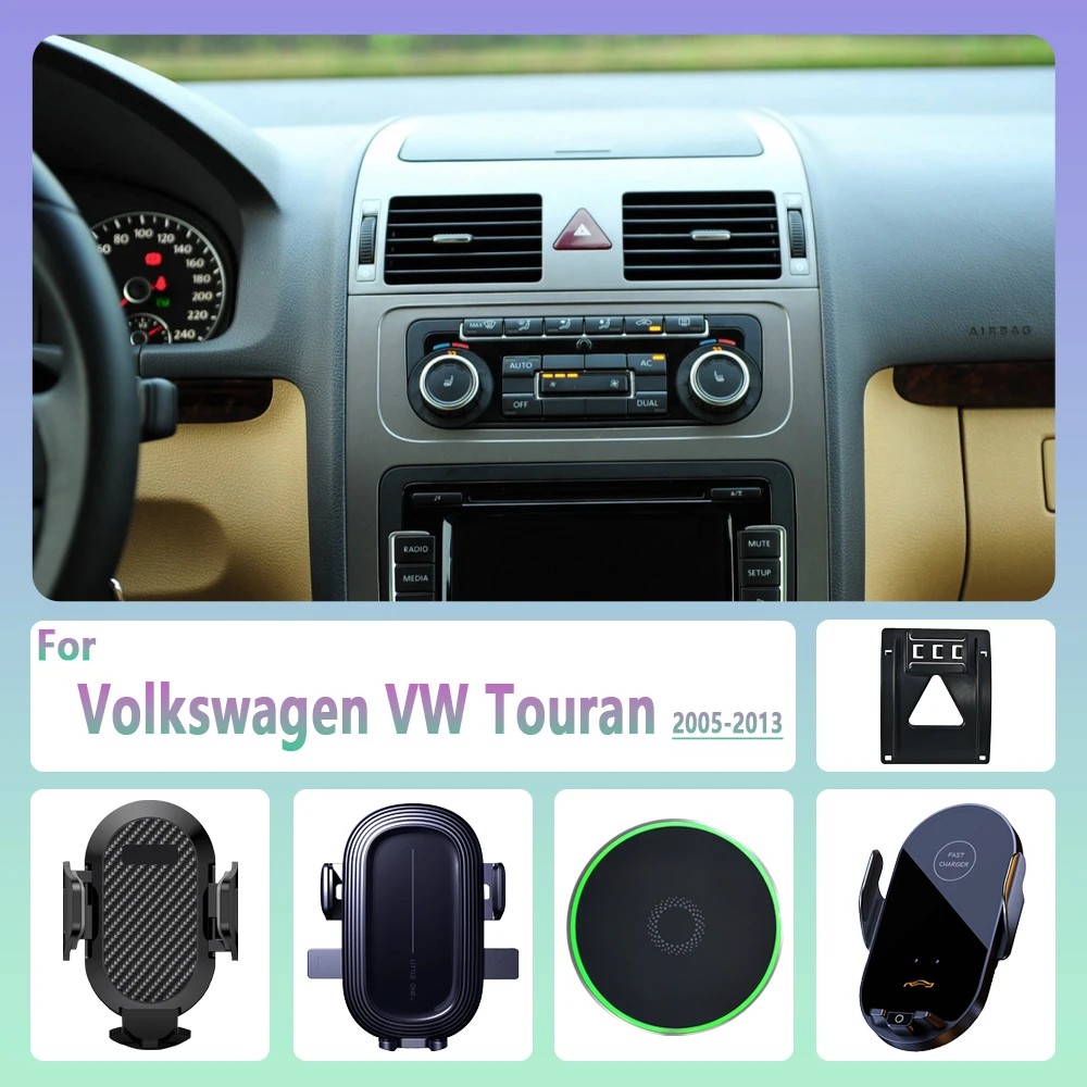 Voor Volkswagen Vw Touran 2005 2006-2013 Auto Telefoonhouder Draadloos Opladen Magnetische Telefoonhouder Auto Magsafe Ondersteuning Accessoires