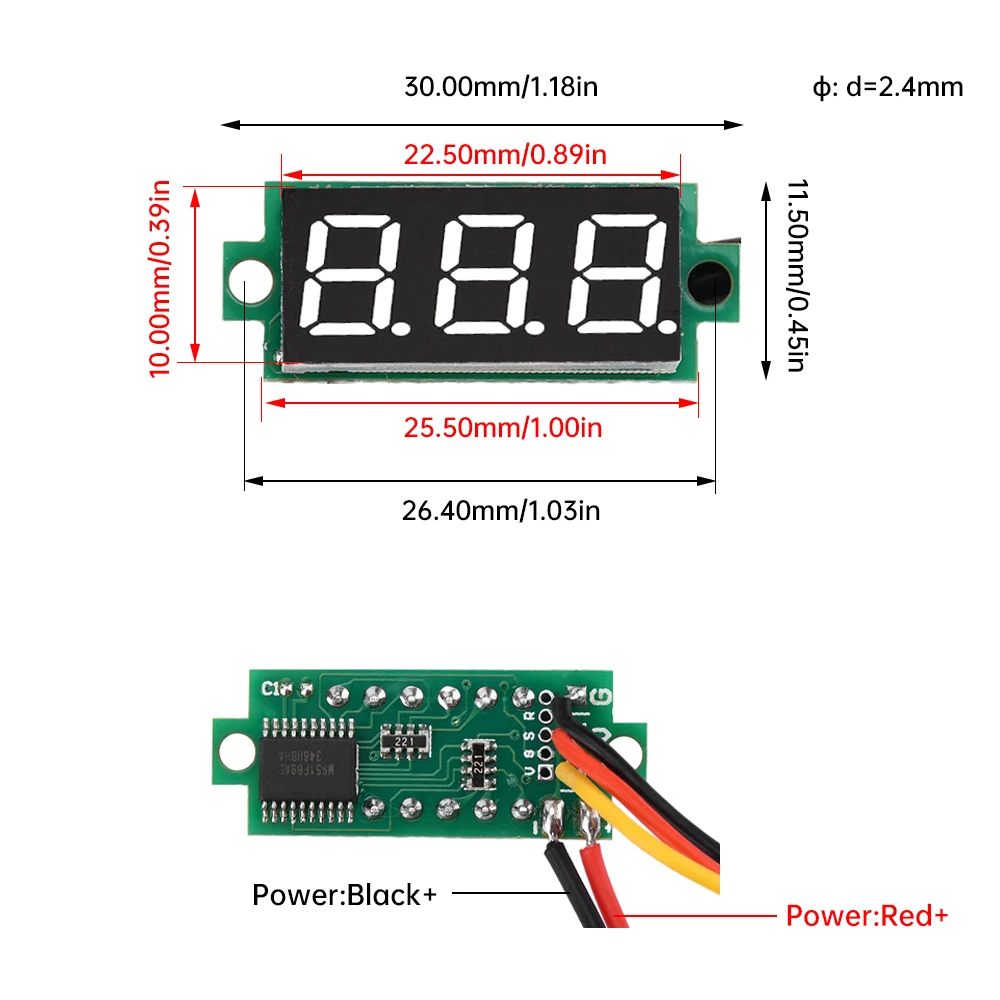 DC 4~28V -50℃~125℃ Temperature Sensor 1M Cable High Precision DS18B20 Waterproof Metal Temperature Probe LED Display