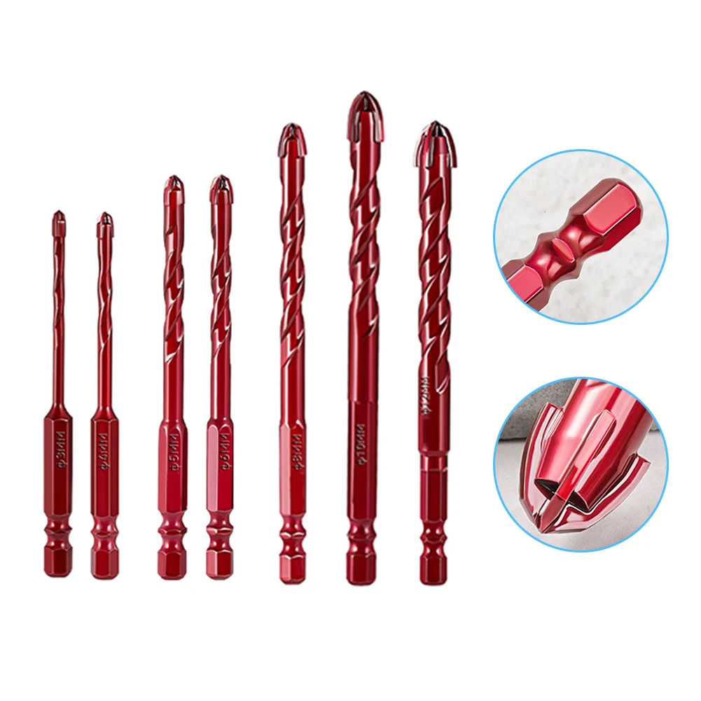 1pcs Cross Hex Boor Set Voor Handboren Boren Beton Porselein Tegel Glas Metaal Gereedschap 3mm/4mm/5mm/6mm/8mm/10mm/12mm