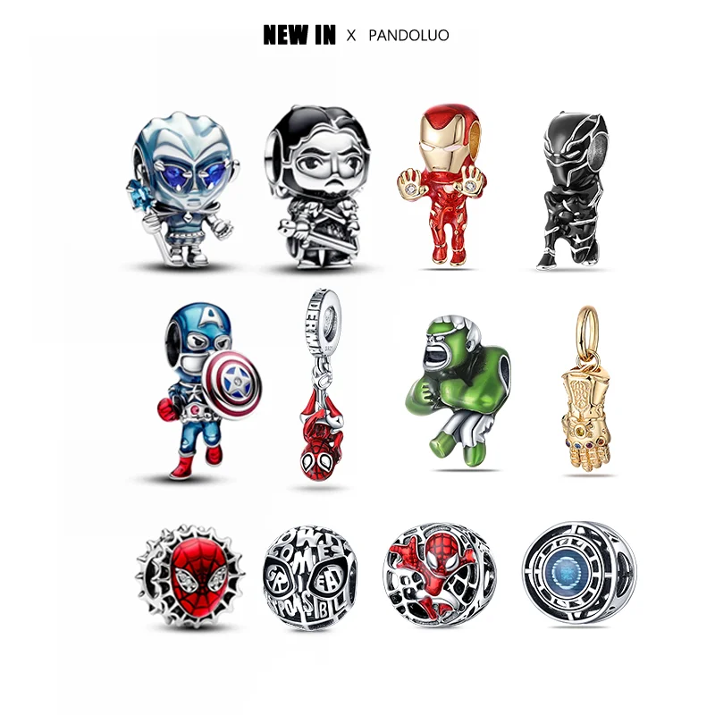 NEW DISNEY Marvel Avengers Series Captain America Charm Bead Fit Pandora Charm Original Bracelet 925 Silver Women\'s Jewelry Gift