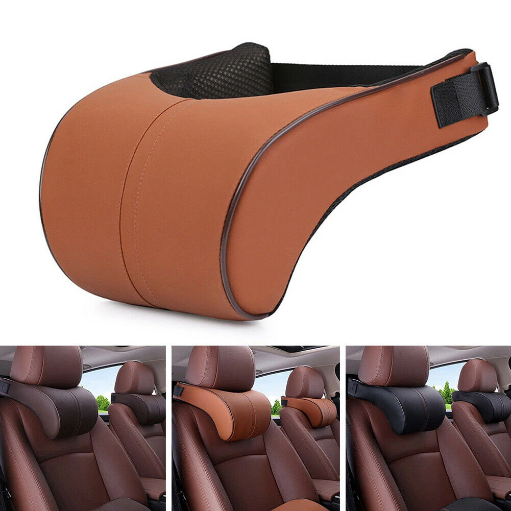 Soporte para el cuello Asiento de coche Almohada para reposacabezas Almohadilla de espuma viscoelástica suave para hueso Cojín viscoelástico Marrón