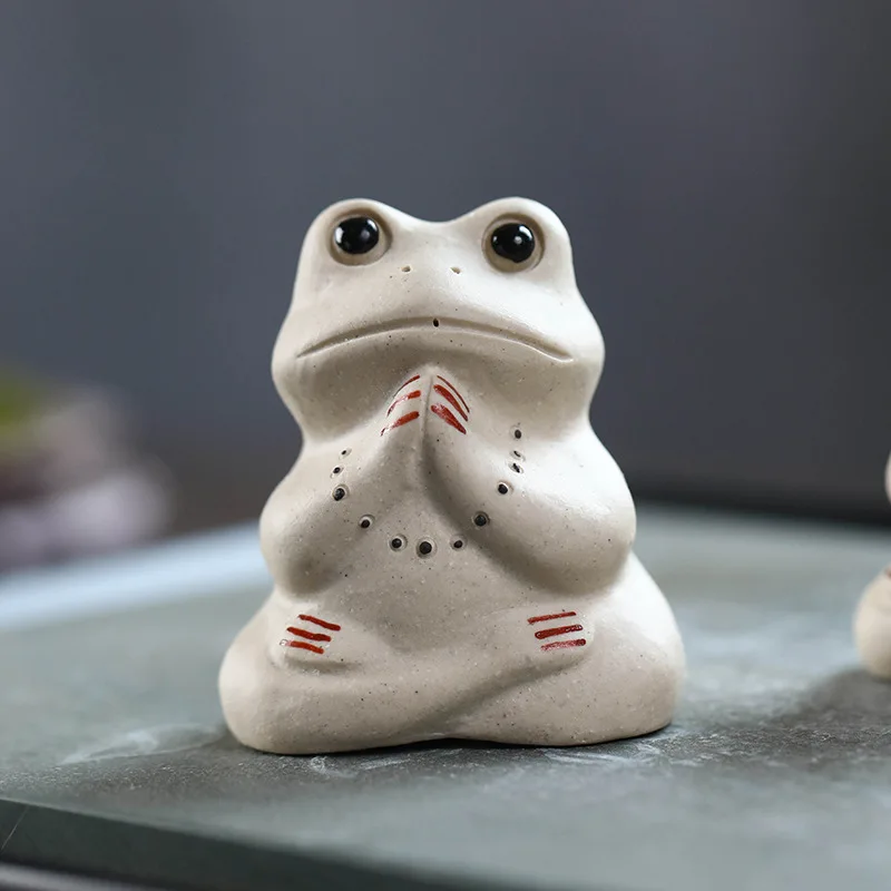 Purple Clay Tea Pet Frog Small ornaments Golden Toad Tea Accessories Tea Games Healing