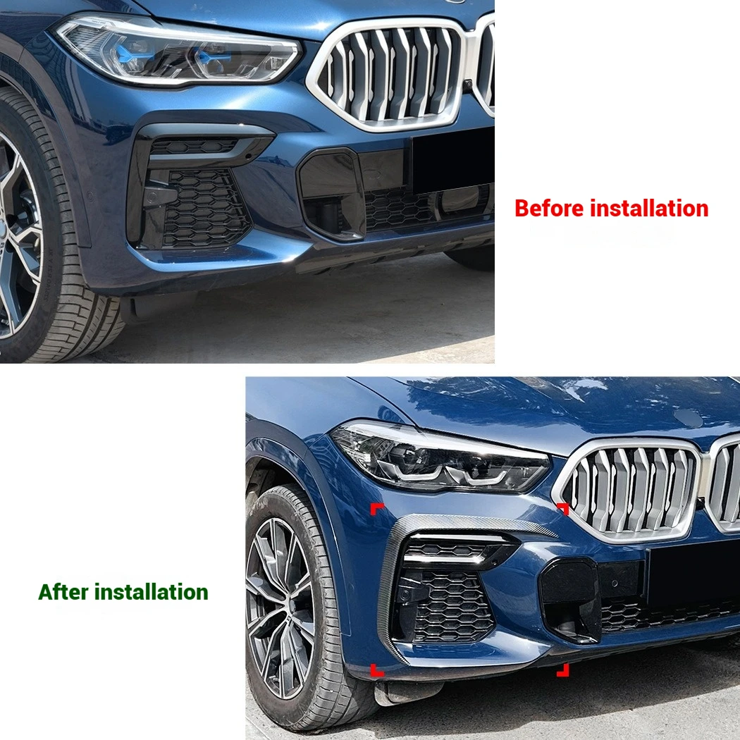 لسيارات BMW X6 G06 2019-2022 M الرياضة الجبهة الضباب ضوء غطاء المصباح المصد الكسوة صب الحاجب الجفن ألياف الكربون كروم الديكور