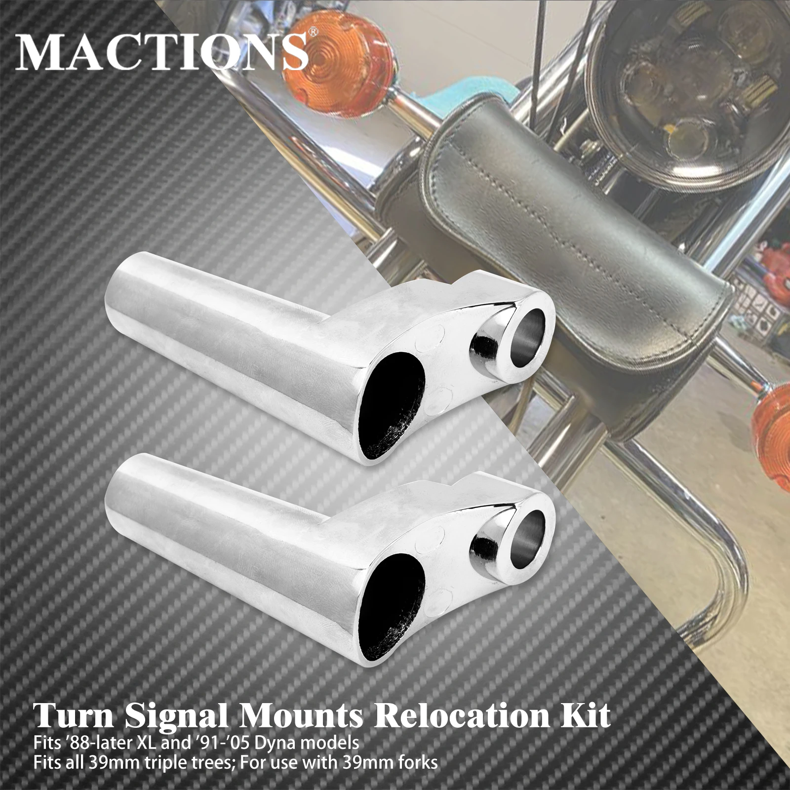 Motorcycle Front Chrome Turn Signal Mount Relocation Bracket Kit For Harley Sportster XL 883 1200 88-Up Dyna FXD