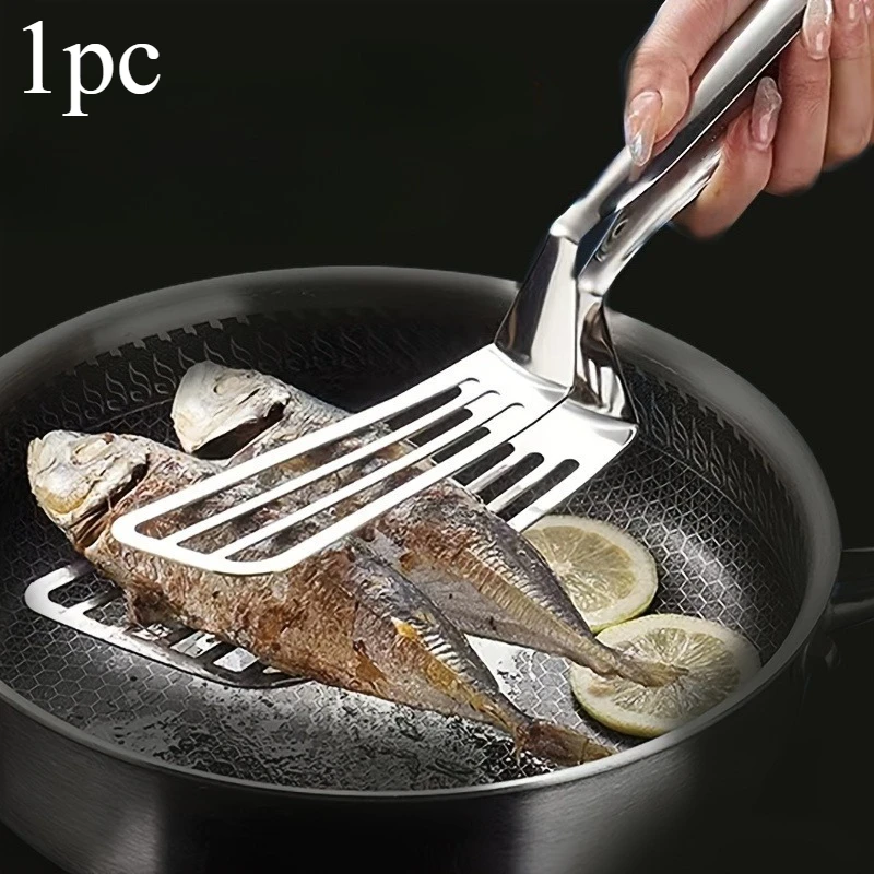 1pc Heavy-Duty Commercial & Home Kitchen Use - Construction, Non-Slip Grip - Dual-Sided Spatula & Clamp for Flipping, Turning