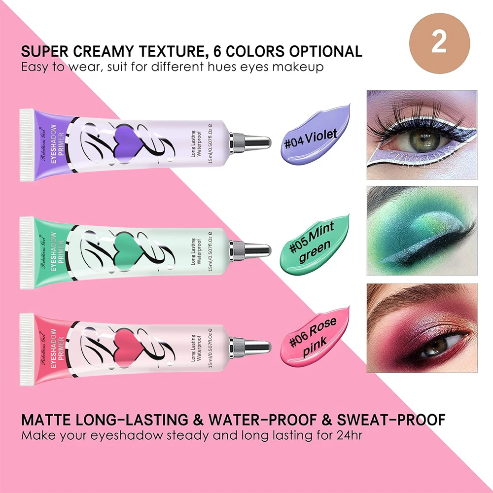 6 Colors Matt Eye Shadow Primer Suitable for Oily Eyelids Waterproof Durable Cream Liquid Eye Shadow Suitable for All Eye Shadow