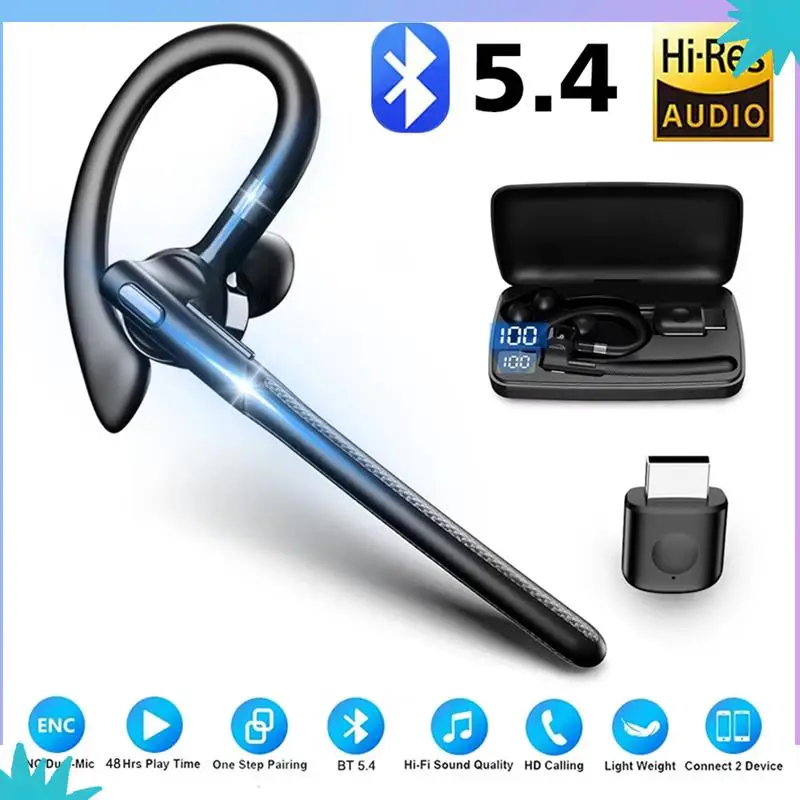 ABZW Dual Mic ENC Noise Cancelling Wireless Bluetooth 5.4 Headset Single Driving Kopfhörer Freisprech-Business-Kopfhörer